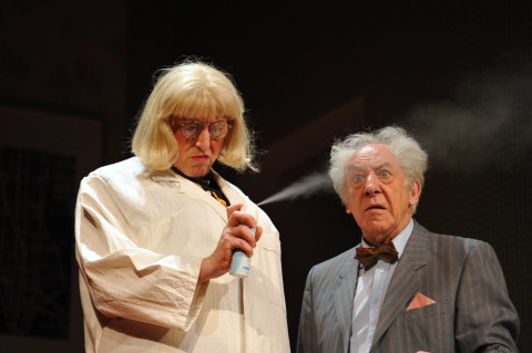 Harald Effenberg als 'Frau Petermann' mit Dieter Hallervorden in 'Zebralla!'